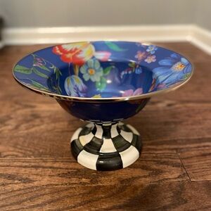 MacKenzie Childs Flower Market Lapis
Blue & Check Large Compote
Pedestal Bowl